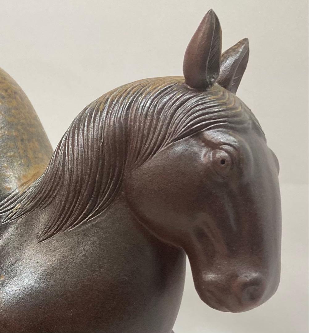 B480b「備前干支置物 午」安土窯　共箱　備前焼　令8年干支　瓢箪から駒