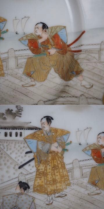 送料無料　大正時代『百田造』幻の横浜焼忠臣蔵図皿 径18ｃｍ★大珍品★本物保証⑤