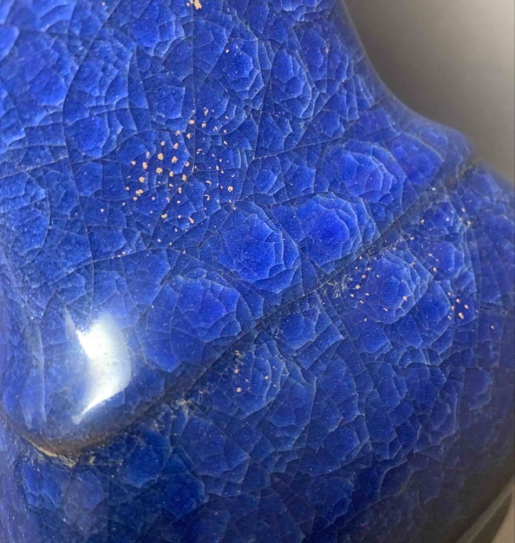 中国 青釉耳付四方形下膨瓶　u6210403