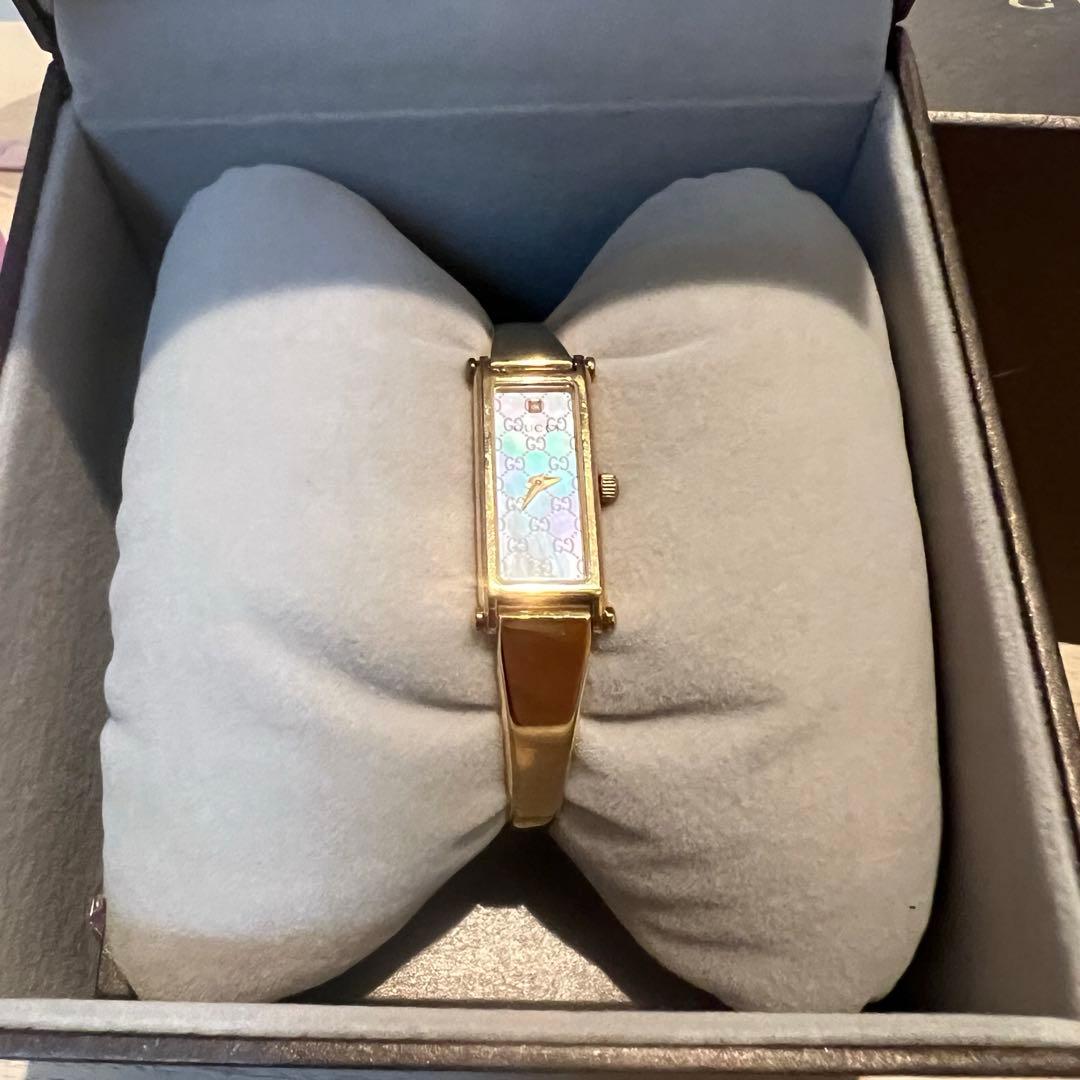 GUCCI バングルウォッチ シェル盤 箱付き 腕時計 ブレスレット