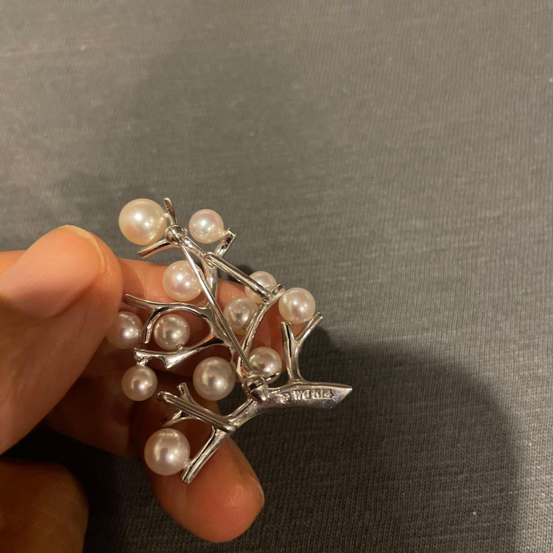 MIKIMOTO ミキモトWG14金 パール　ブローチ　幸福の木　希少