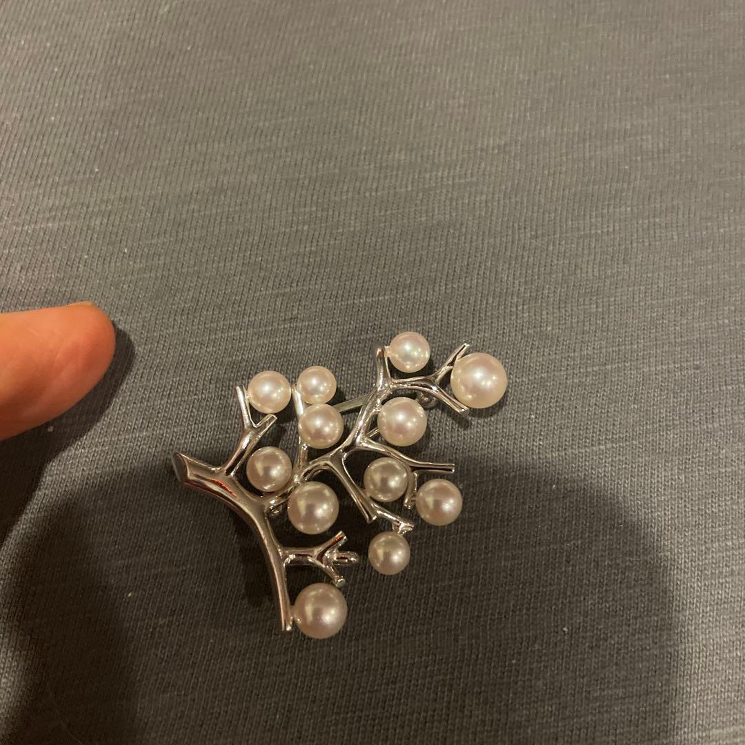 MIKIMOTO ミキモトWG14金 パール　ブローチ　幸福の木　希少