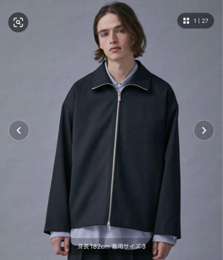 public tokyo含浸ウールギャバダブルジップブルゾン size3 黒