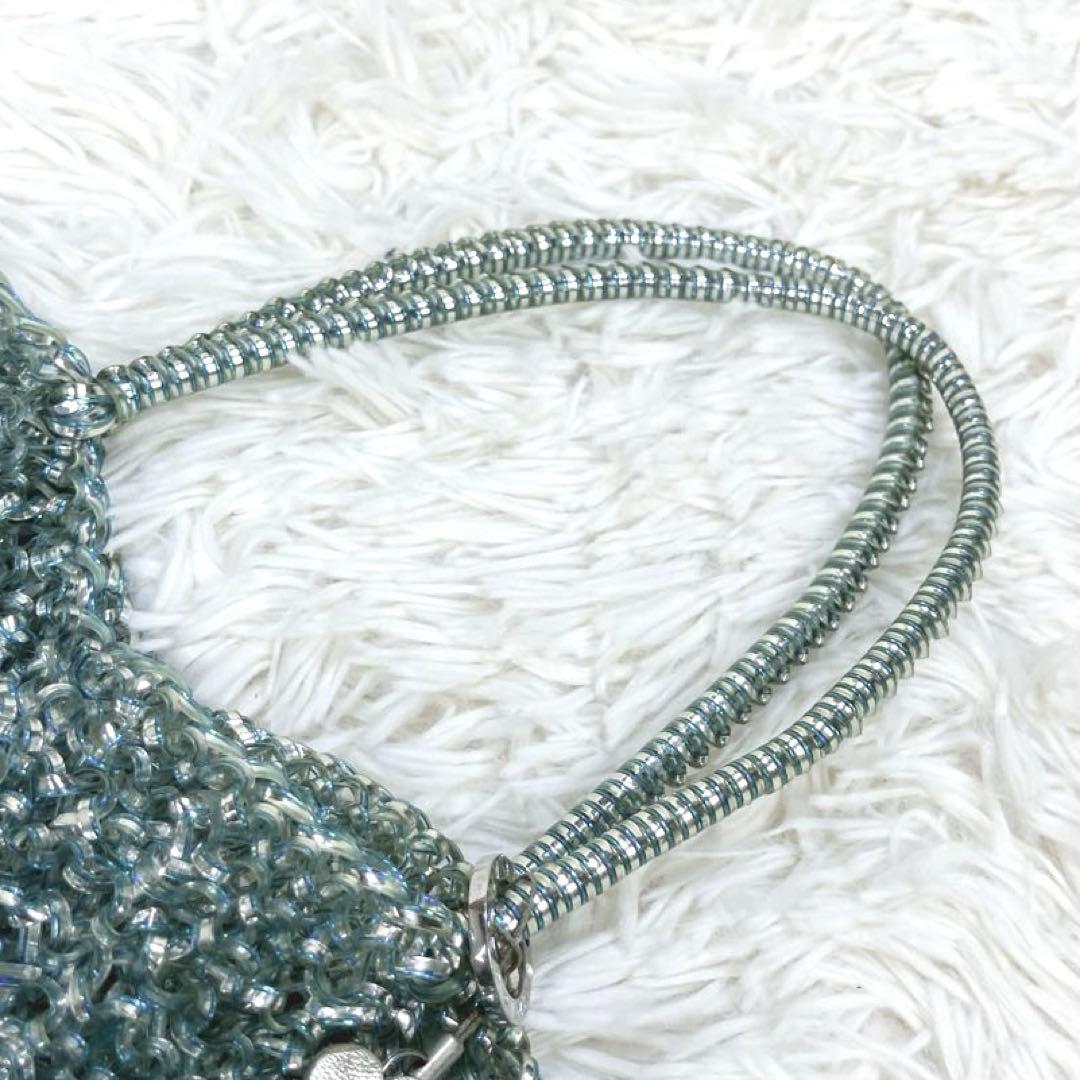 フラワー アンテプリマ スクエア ブルーシルバー ワイヤーバッグ チャーム