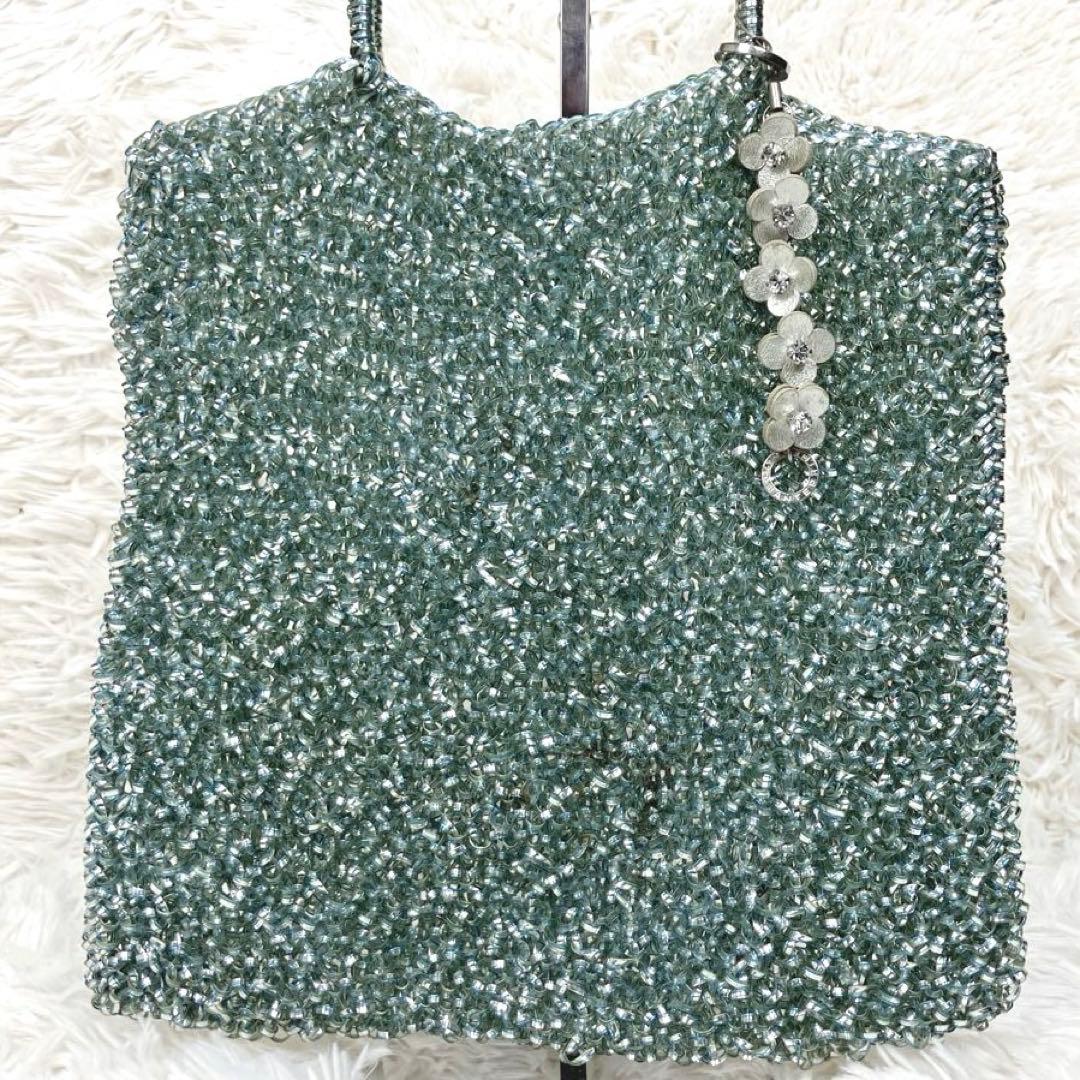 フラワー アンテプリマ スクエア ブルーシルバー ワイヤーバッグ チャーム