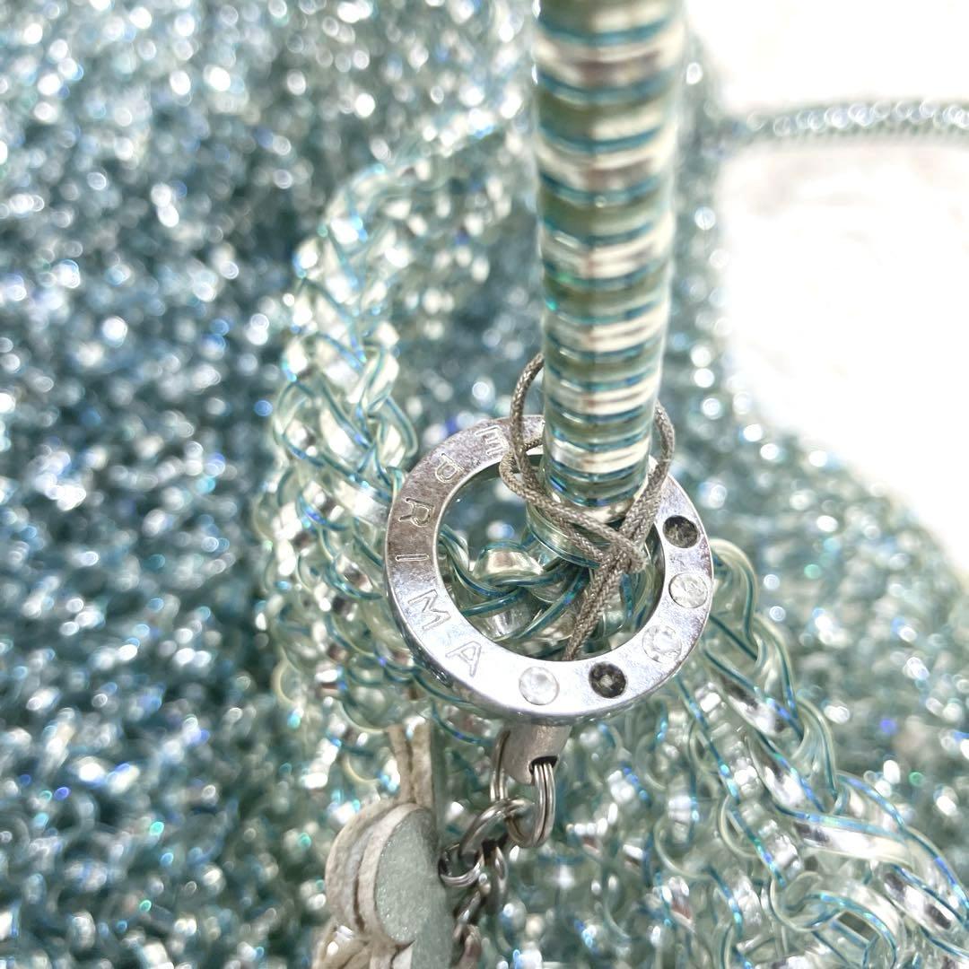 フラワー アンテプリマ スクエア ブルーシルバー ワイヤーバッグ チャーム