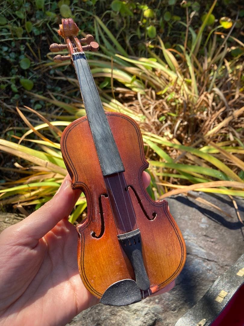 レア　ボストン美術館　木製バイオリンのオブジェ　弓付き