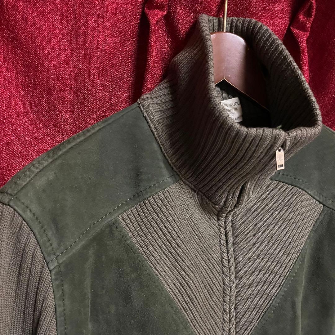 OLD LANVIN ランバン ヴィンテージ ニット ジャケット スエードレザー