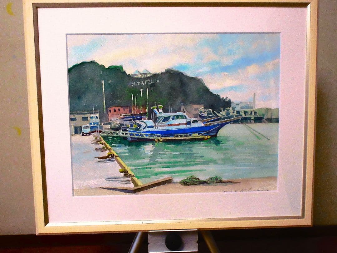 久里浜港(水彩画額装済)
