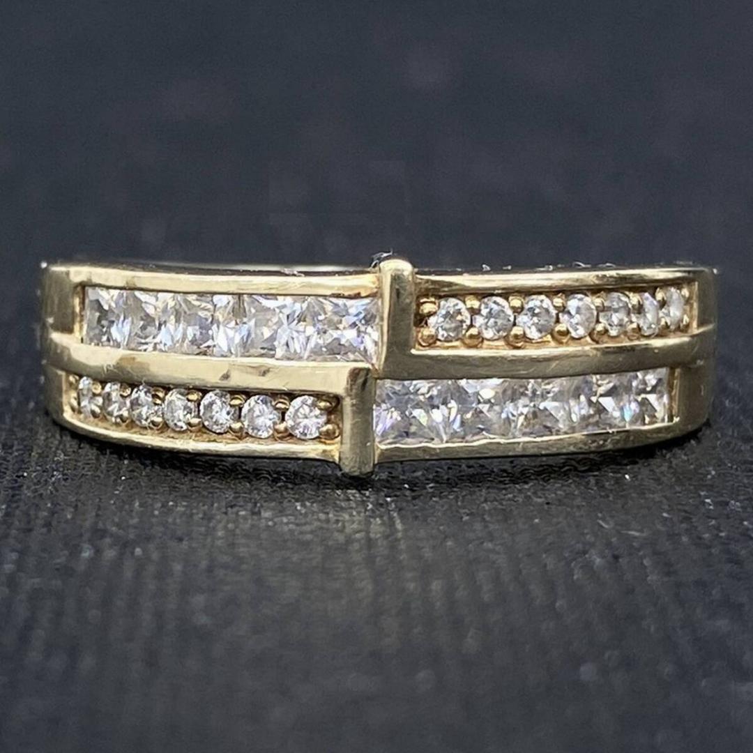 AVALANCHE 10K ゴールド ジルコニア クロス デザインリング 17号