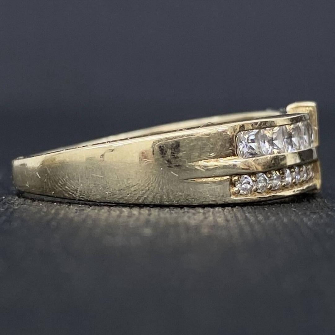 AVALANCHE 10K ゴールド ジルコニア クロス デザインリング 17号