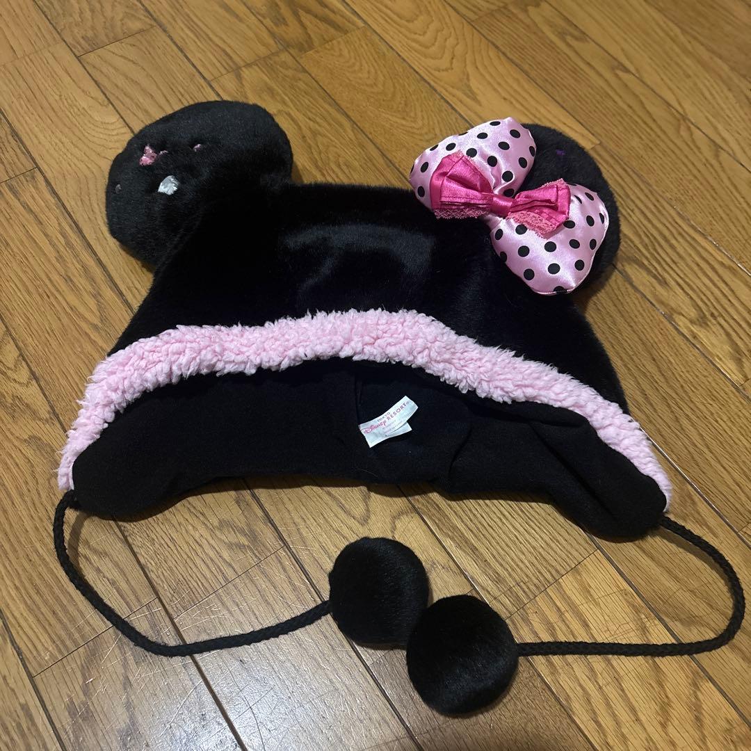 ミッキー風耳付きフリース帽子