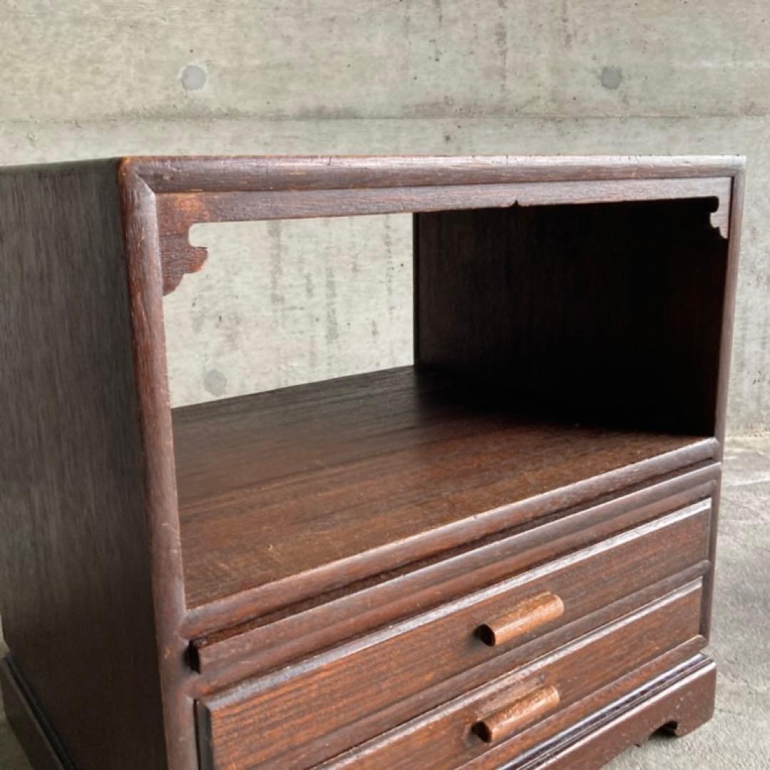 古い飾り棚 置物台 引き出し 収納 ラック チェスト キャビネット 木製 レトロ
