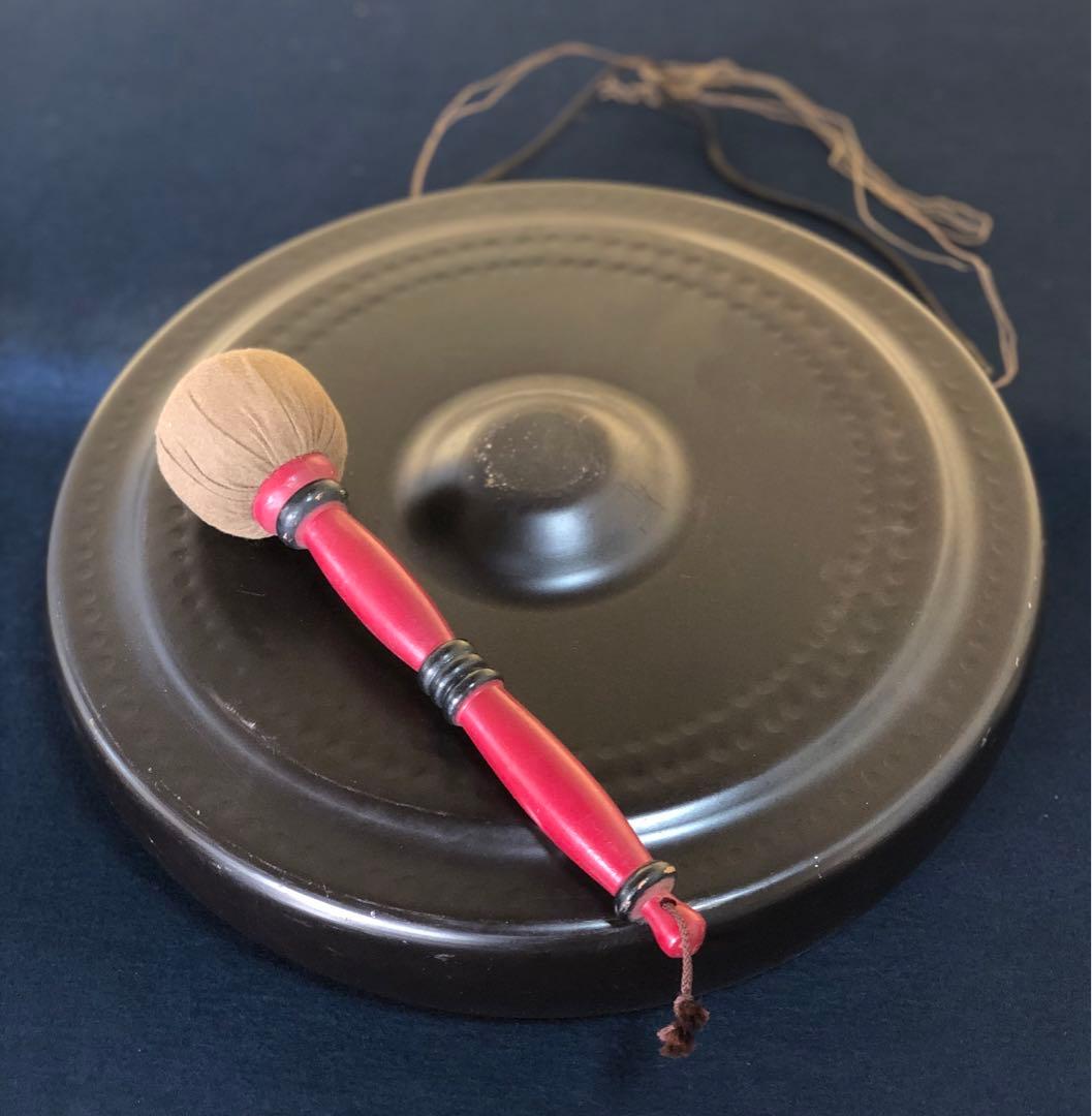 《R》茶道具 銅羅 ドラ 撥付 仏具 鳴物 260114き3