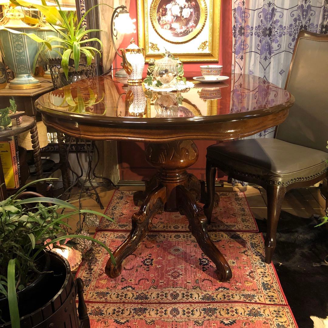 こうママ✨✨ 天板のみSaleヴィンテージ イタリアン象嵌オーバルテーブル