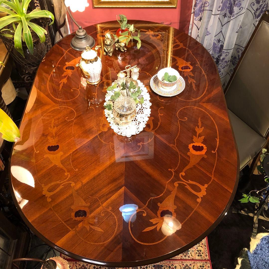 こうママ✨✨ 天板のみSaleヴィンテージ イタリアン象嵌オーバルテーブル