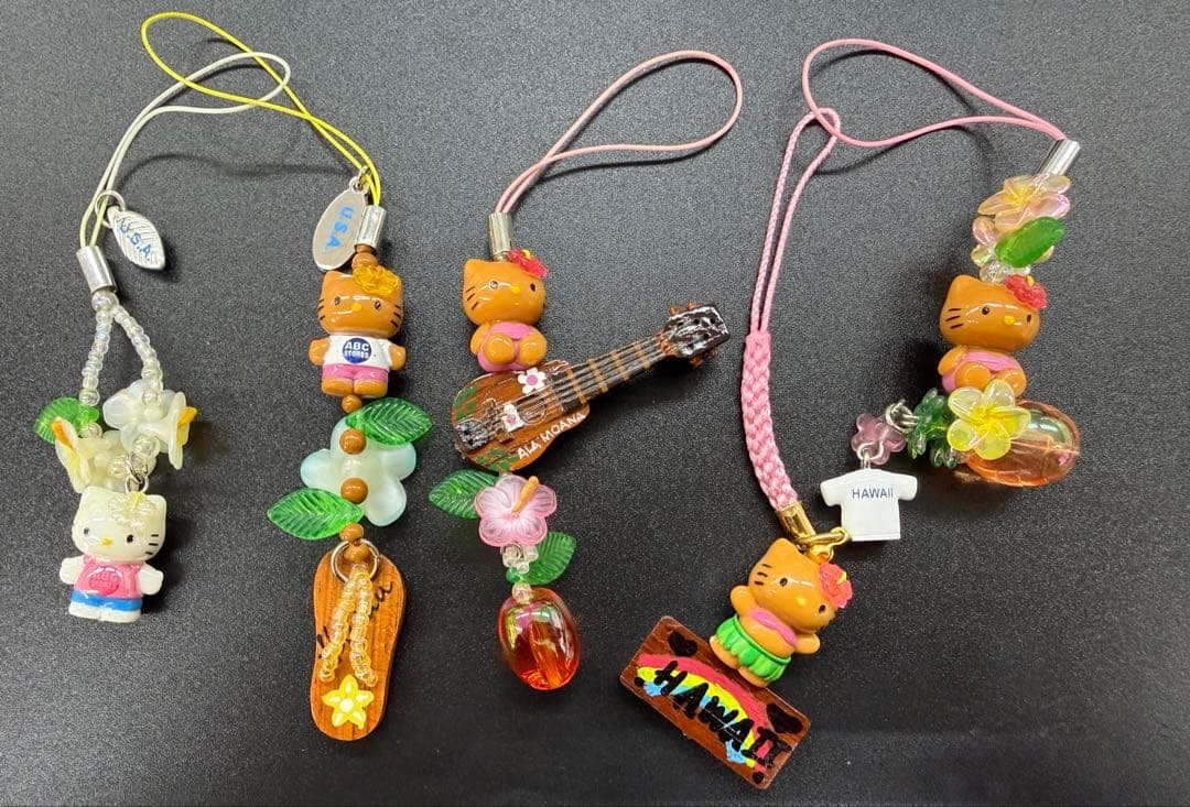 レアご当地　日焼けキテイ ギターkitty 根付けストラップ グアムハワイ