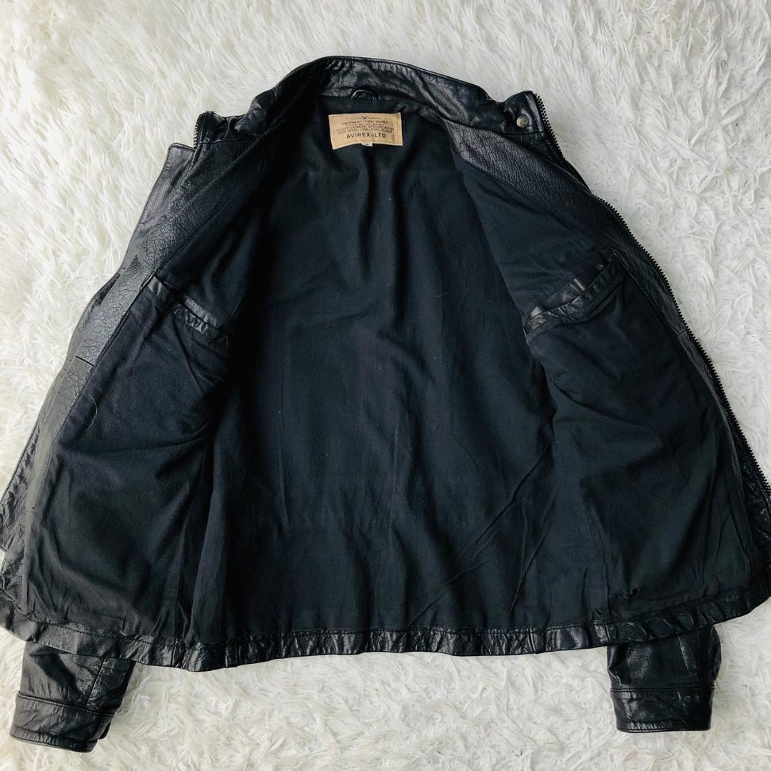 【希少】AVIREX★レザージャケット 羊革 ライダース ブラック M