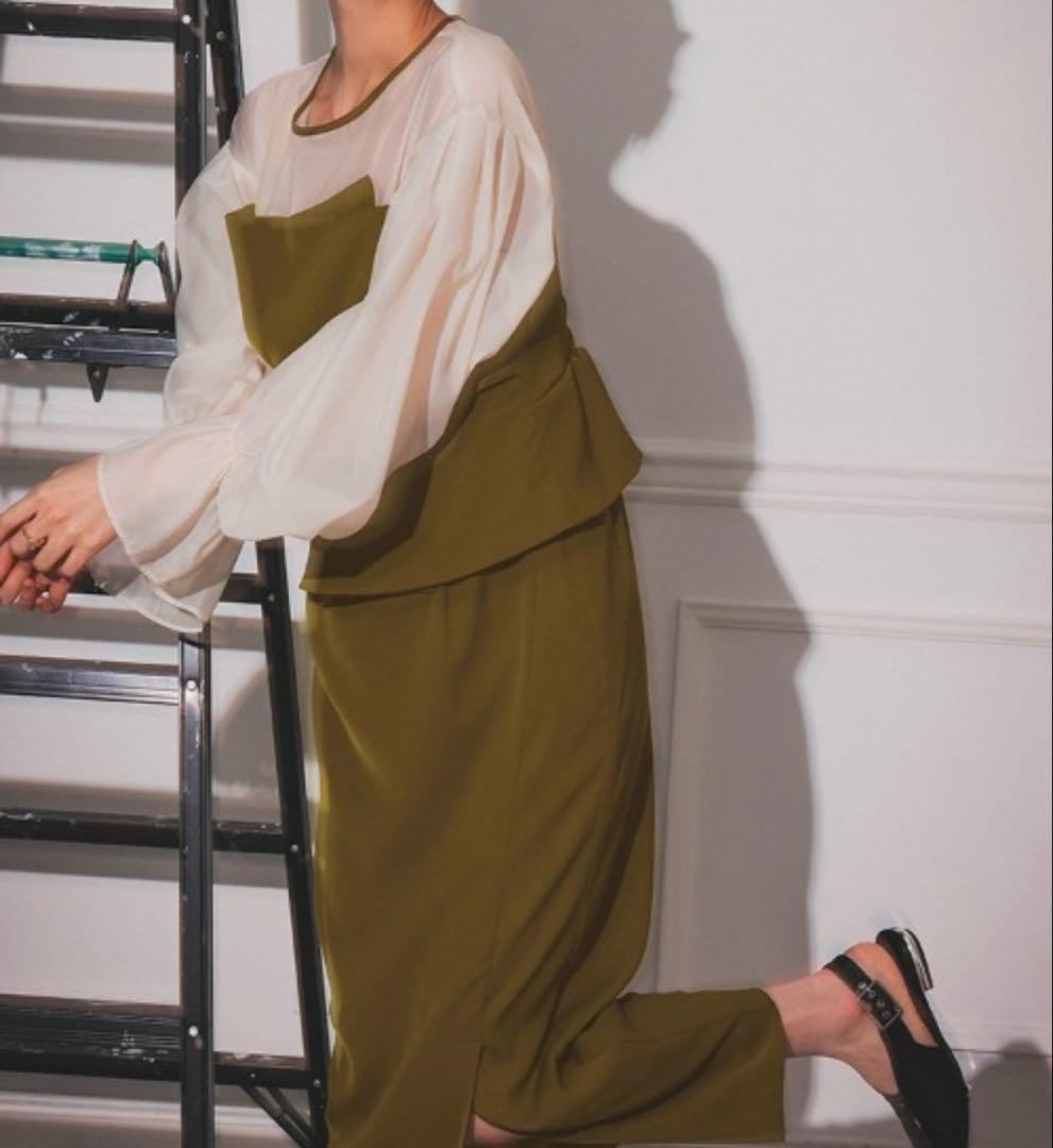 【ANDRESD】draped bustier flocky dress