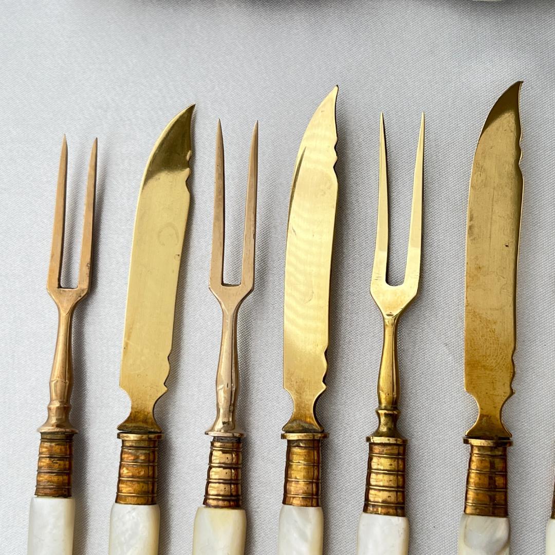 【仏蘭西】【白蝶貝】パストリーセット フォーク / ナイフ 12本