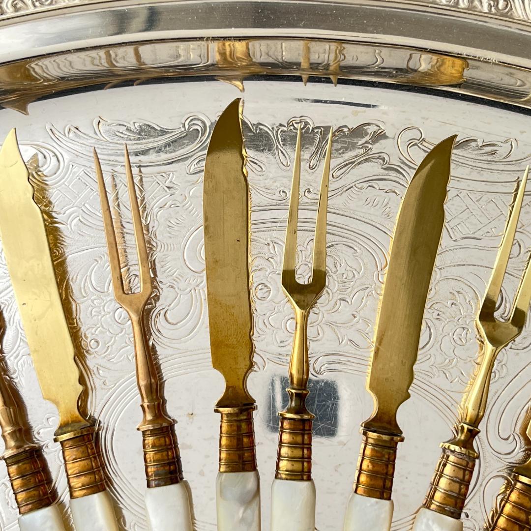 【仏蘭西】【白蝶貝】パストリーセット フォーク / ナイフ 12本