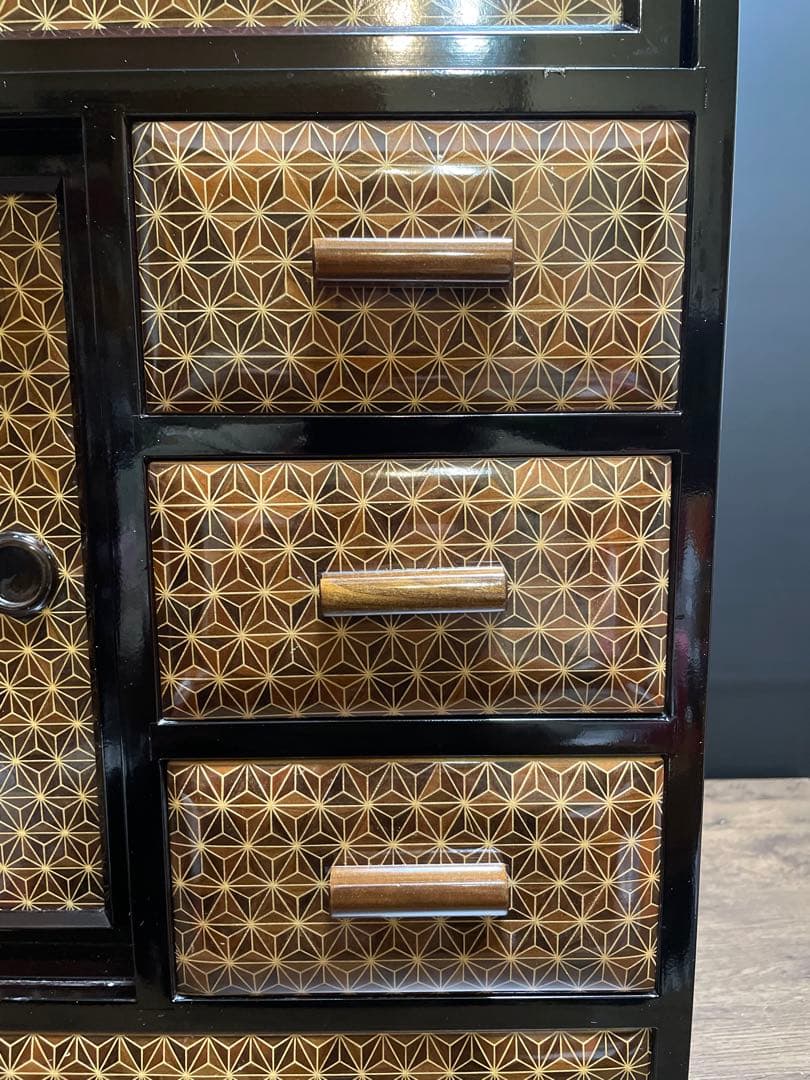 勲六等瑞宝章受章　露木清次創作　箱根寄木細工　小箪笥　伝統工芸品