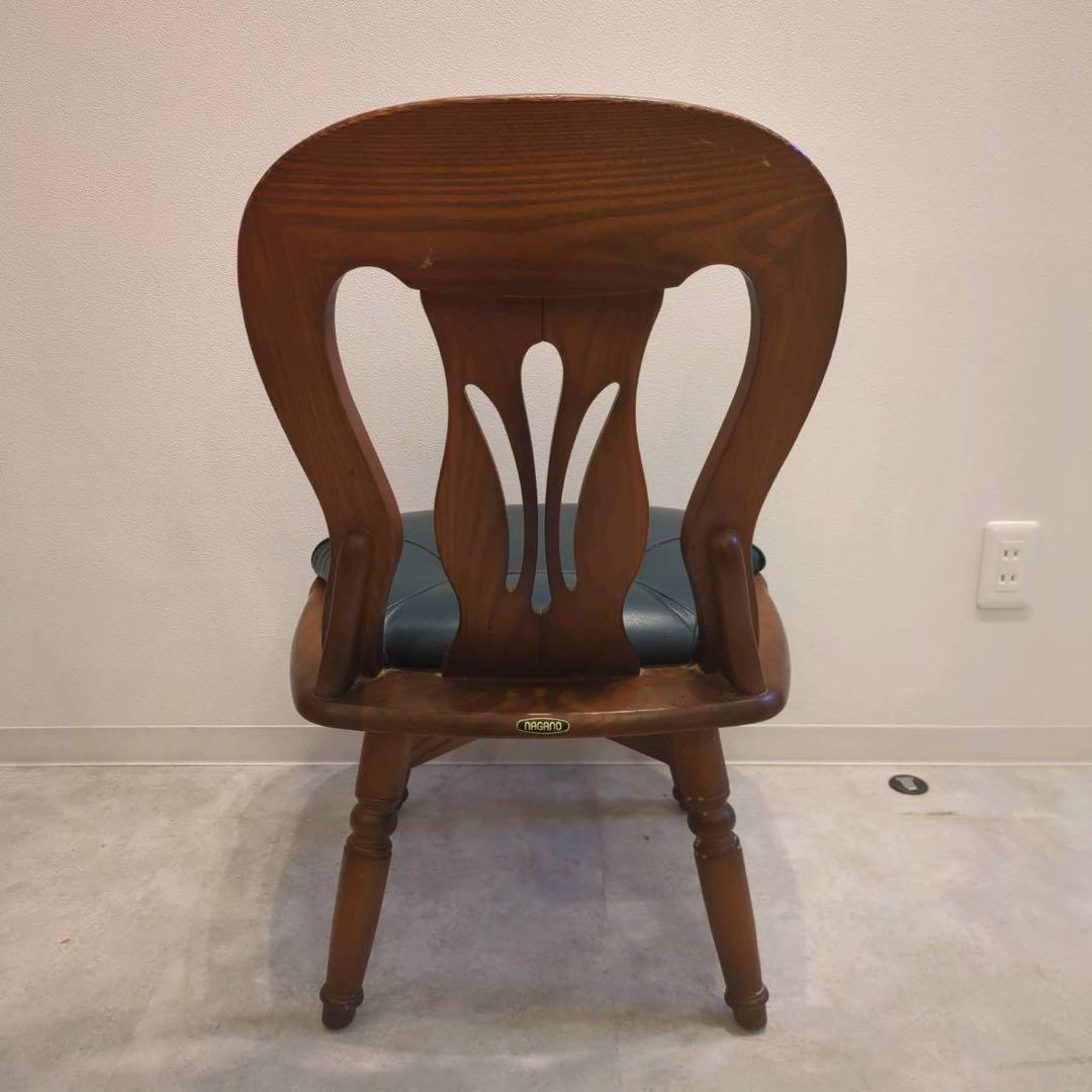 ナガノインテリア　ダイニング回転チェア緑2/3