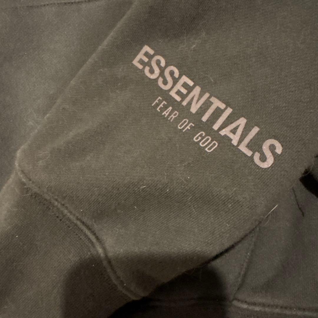 ESSENTIALS ブラック フード付きパーカー サイズM