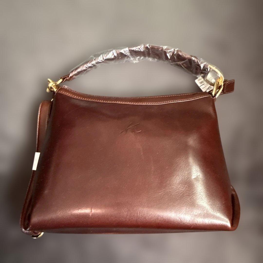 kitamura ブラウンレザー ショルダーバッグ