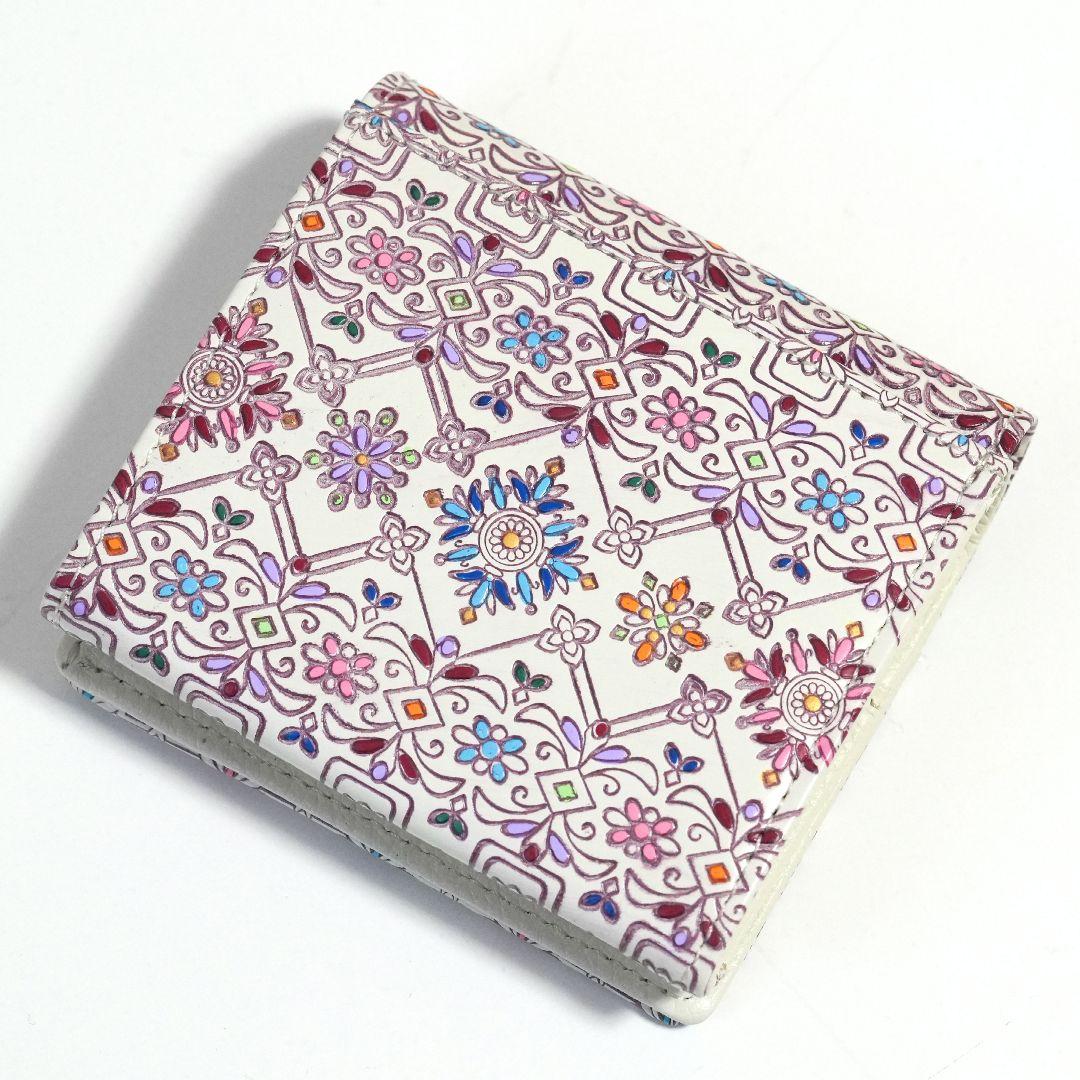 【未使用新品】友禅文庫 花柄 二つ折り財布 牛革 日本製