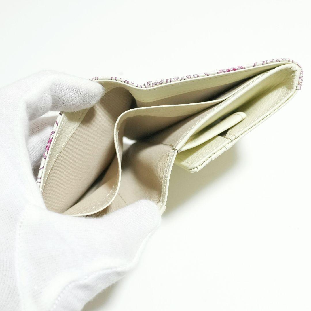 【未使用新品】友禅文庫 花柄 二つ折り財布 牛革 日本製