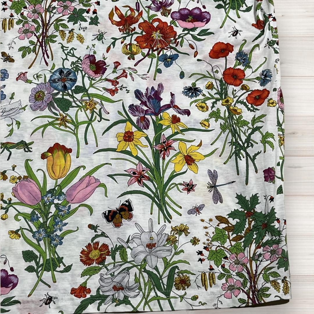 GUCCI フローラル柄 ポロシャツ ホワイト ヴィンテージ S