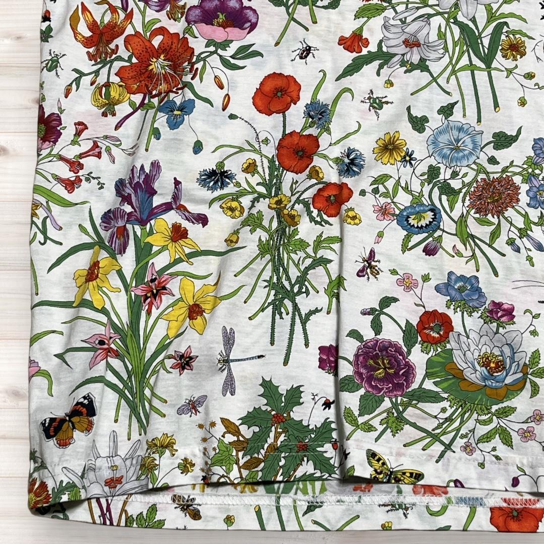 GUCCI フローラル柄 ポロシャツ ホワイト ヴィンテージ S