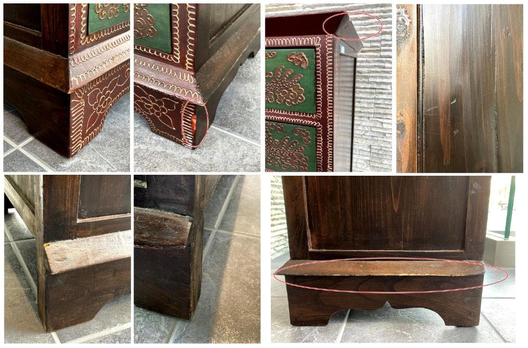 アンティーク　シノワズリ　１０段引出し　チェスト　東洋家具　唐箪笥　中国風文様