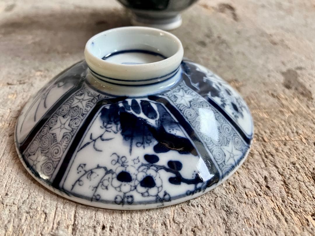 週末お値下げ✅古伊万里✅蓋付き椀18客/染付山水画/骨董/磁器