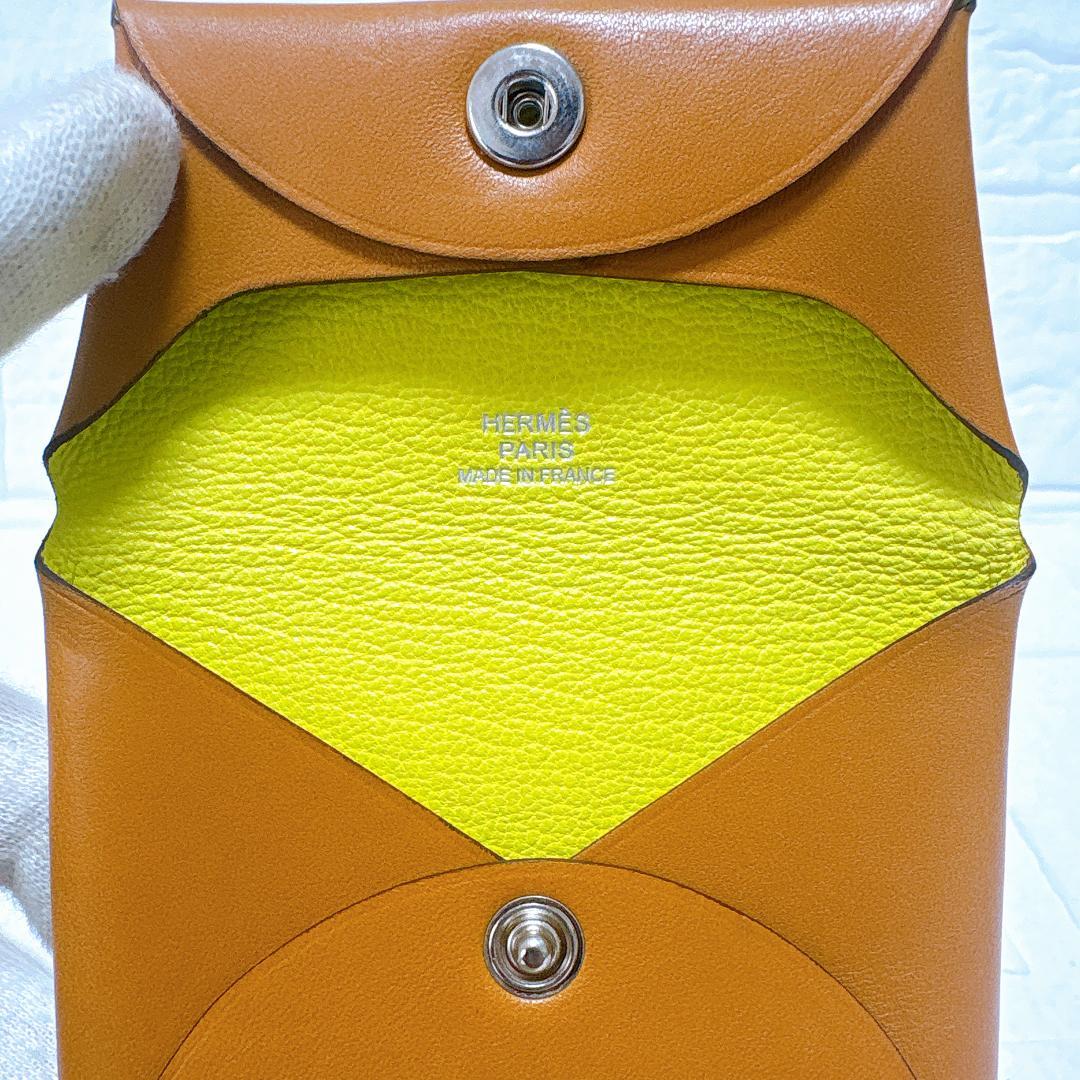 美品✨HERMES バスティア ケース ヴェルソ ブラウン×イエロー