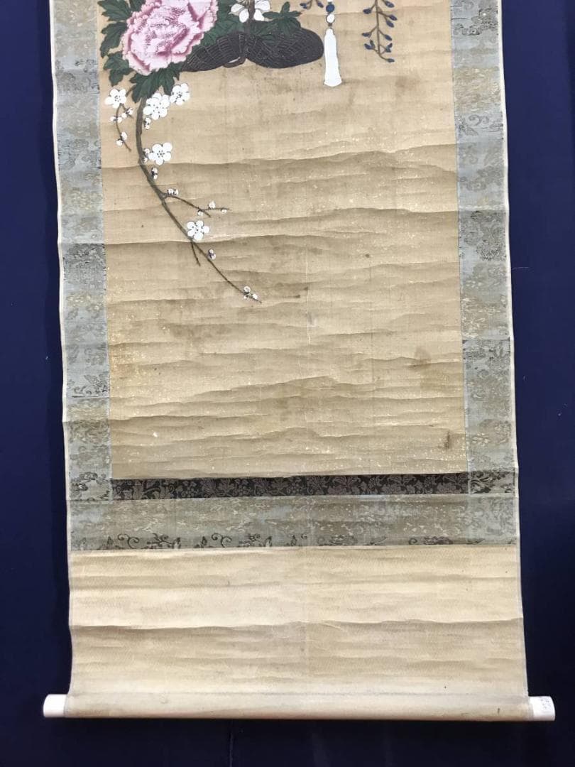 作者不詳/籠花図/花図/掛軸/名家伝来/AC-576