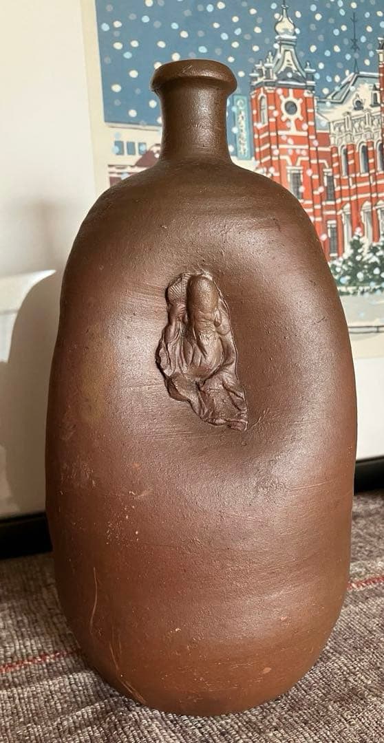 古備前　人形徳利　大黒天　福禄寿　在銘　花瓶