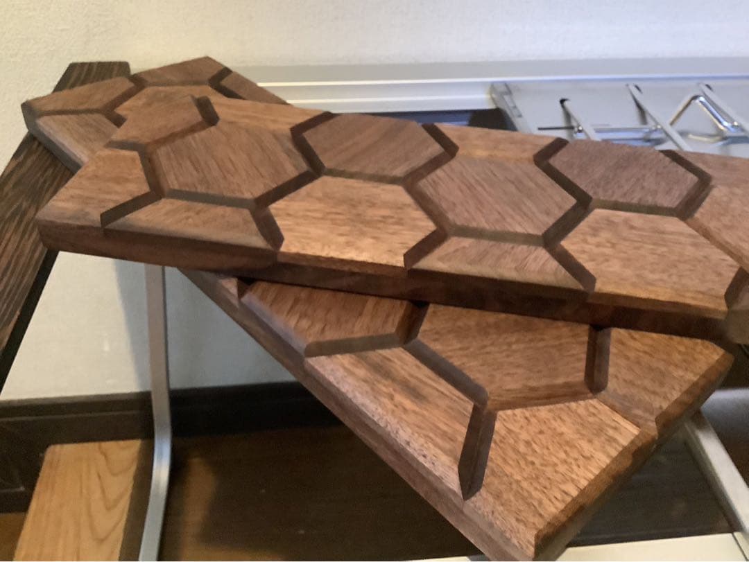 IGTテーブル天板　ハーフユニット2枚　ヘキサゴン128ウォールナット