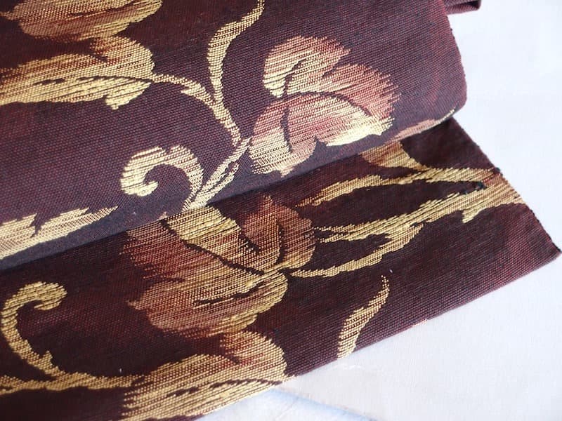 紬八寸名古屋帯（唐葉文）正絹美品