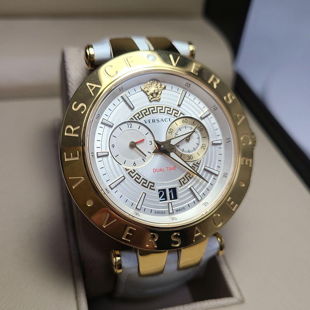 【美品】VERSACE　デュアルタイム　純正ベルト　電池交換済み　腕時計