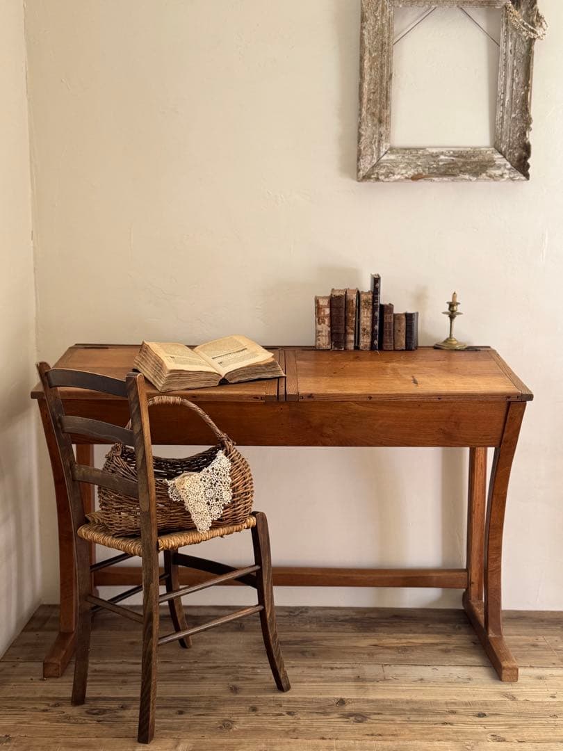 1900s初期フランスアンティーク 2人掛け　スクールデスク