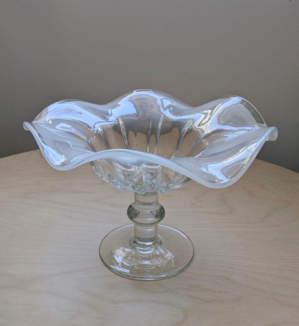 アンティーク美品　1940〜1950年代　イギリス　ガラス製　コンポート