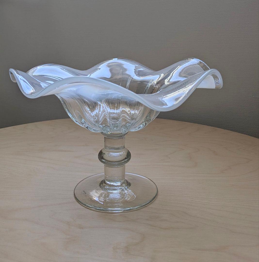 アンティーク美品　1940〜1950年代　イギリス　ガラス製　コンポート