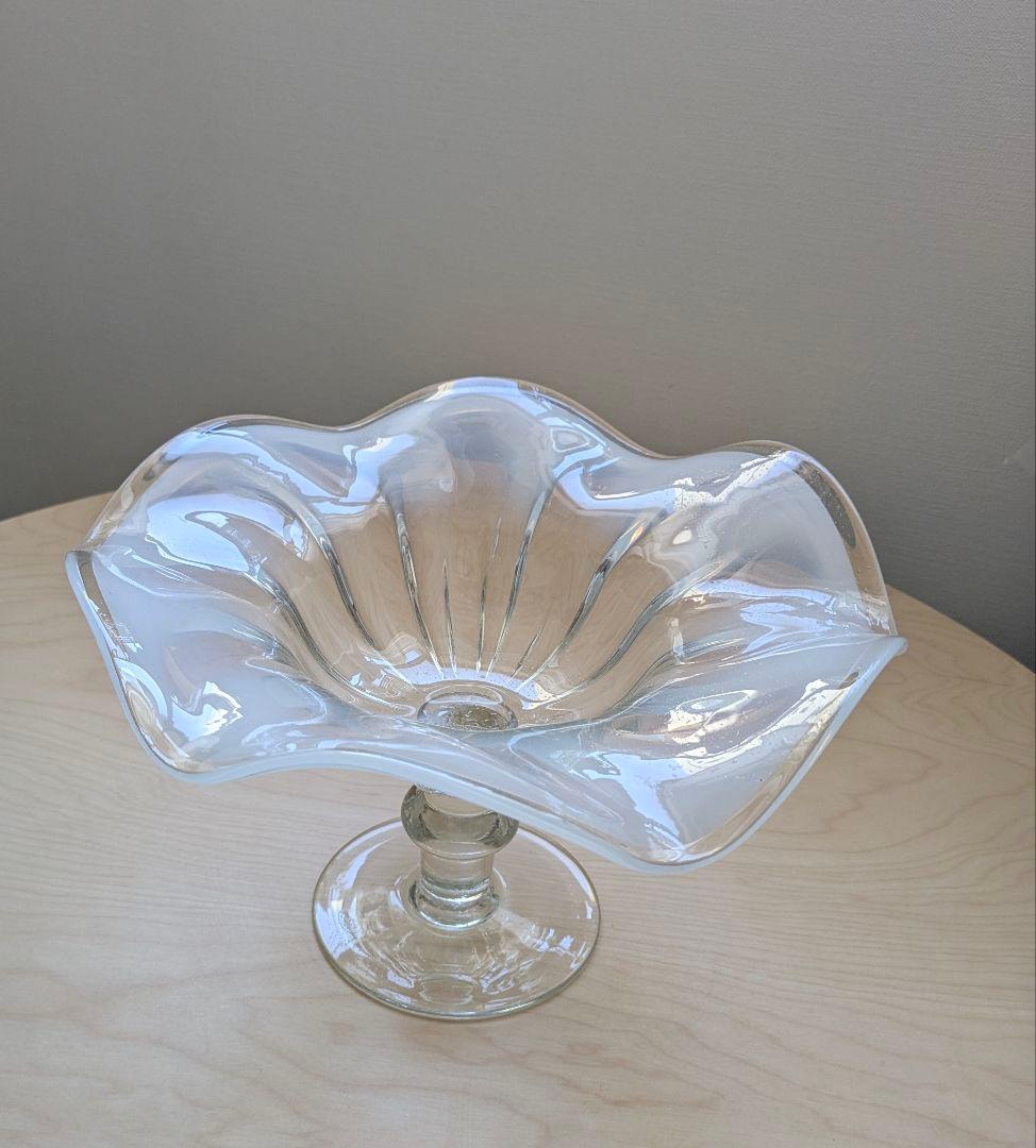 アンティーク美品　1940〜1950年代　イギリス　ガラス製　コンポート