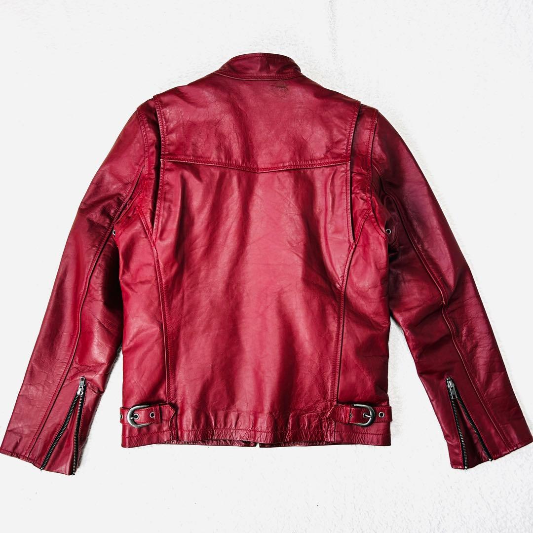 Liugoo Leathers シングルライダース 牛革 脱着ライナー 赤 M