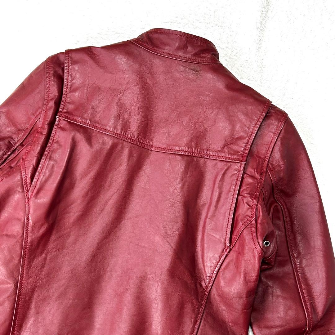 Liugoo Leathers シングルライダース 牛革 脱着ライナー 赤 M