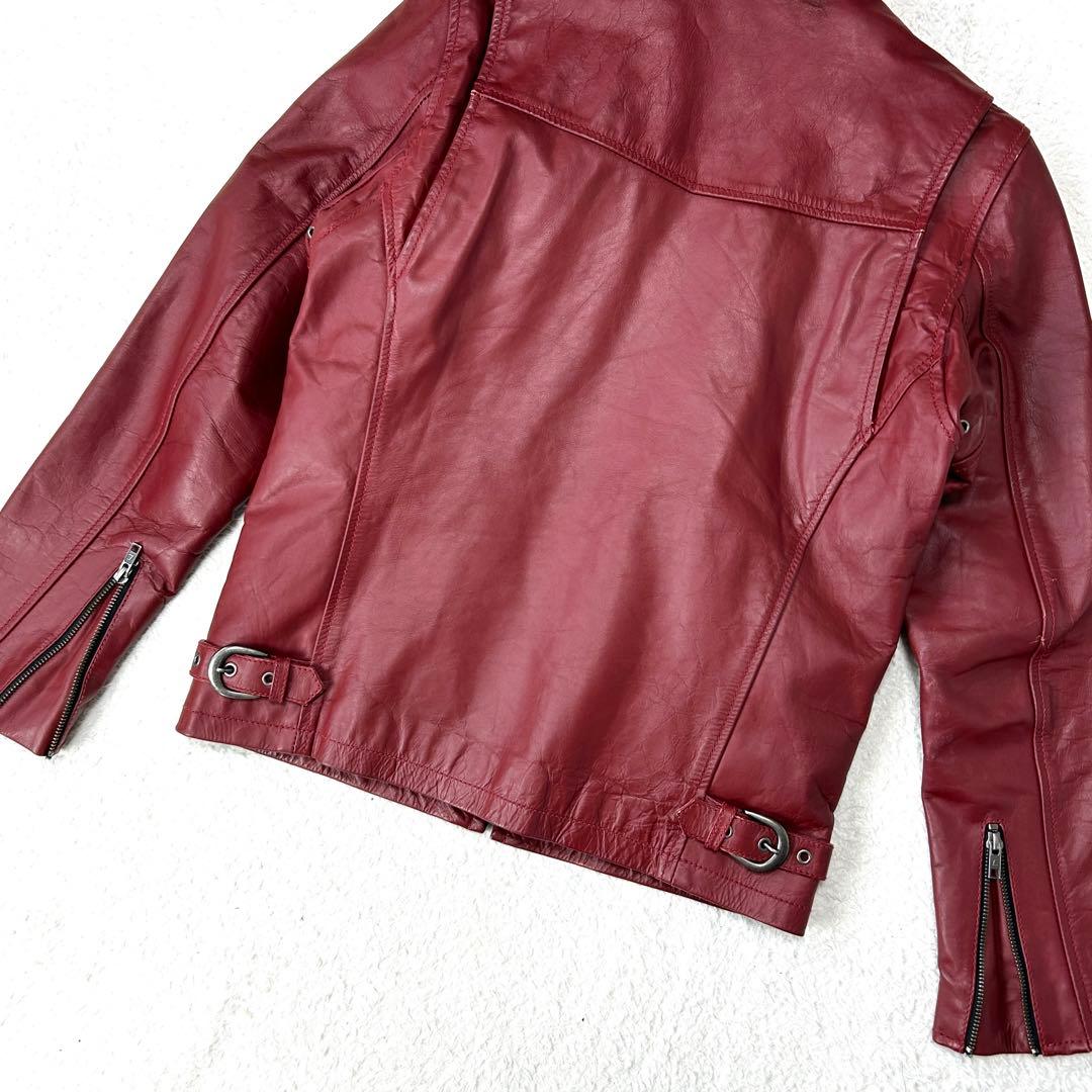 Liugoo Leathers シングルライダース 牛革 脱着ライナー 赤 M