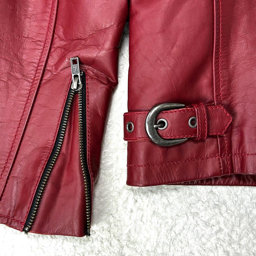 Liugoo Leathers シングルライダース 牛革 脱着ライナー 赤 M