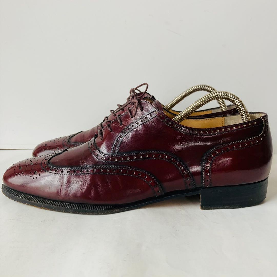 サルバトーレ フェラガモ ウイングチップ 24.5cm ボルドー 除菌・消臭済み